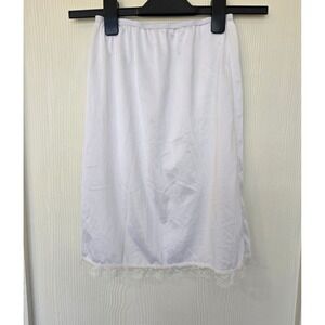 White Lace Trim Slip Skirt Size 8 Y2K Coquette Fairy Romantic Retro Feminine